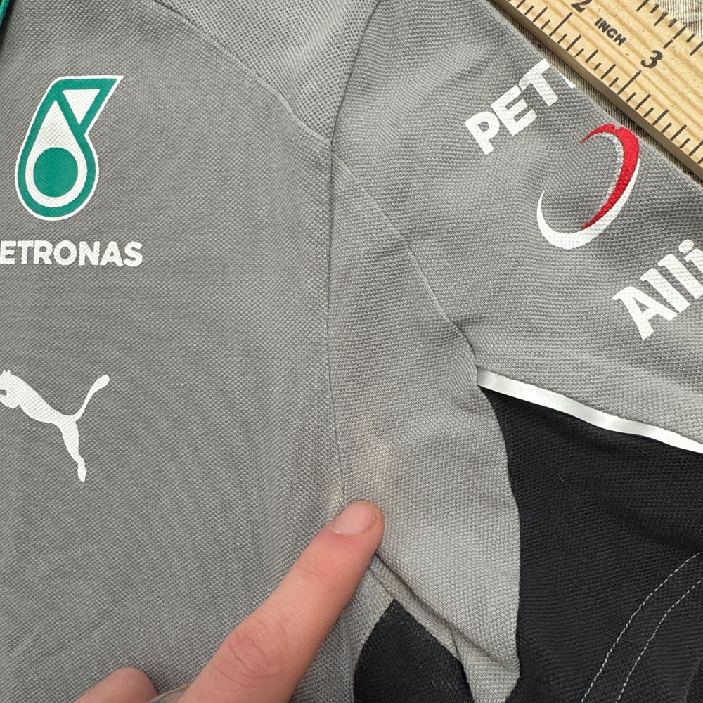 Puma Polo Shirt Men's Medium Gray Team Mercedes-Benz Petronas F1 Racing Apparel - Picture 8 of 10